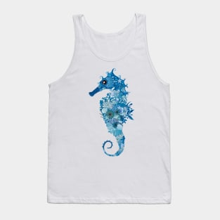 Seahorse with corals, shells and sea anemones Tank Top